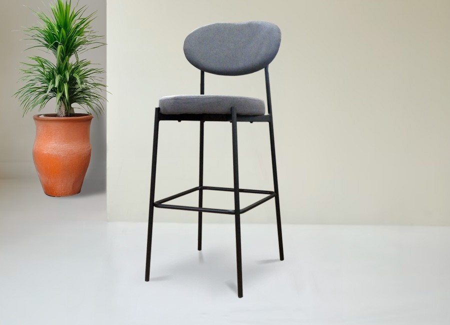 Taburete Koper color gris con respaldo