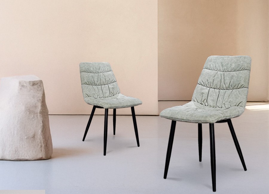 Silla de comedor Iraia con patas metálicas negras