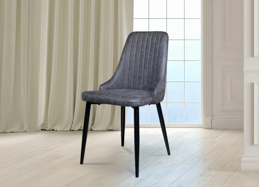 Silla Hane color gris con patas metálicas negras