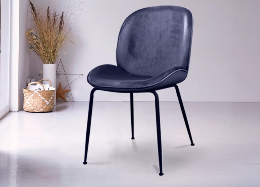 Silla Gaeta gris oscuro con patas metálicas