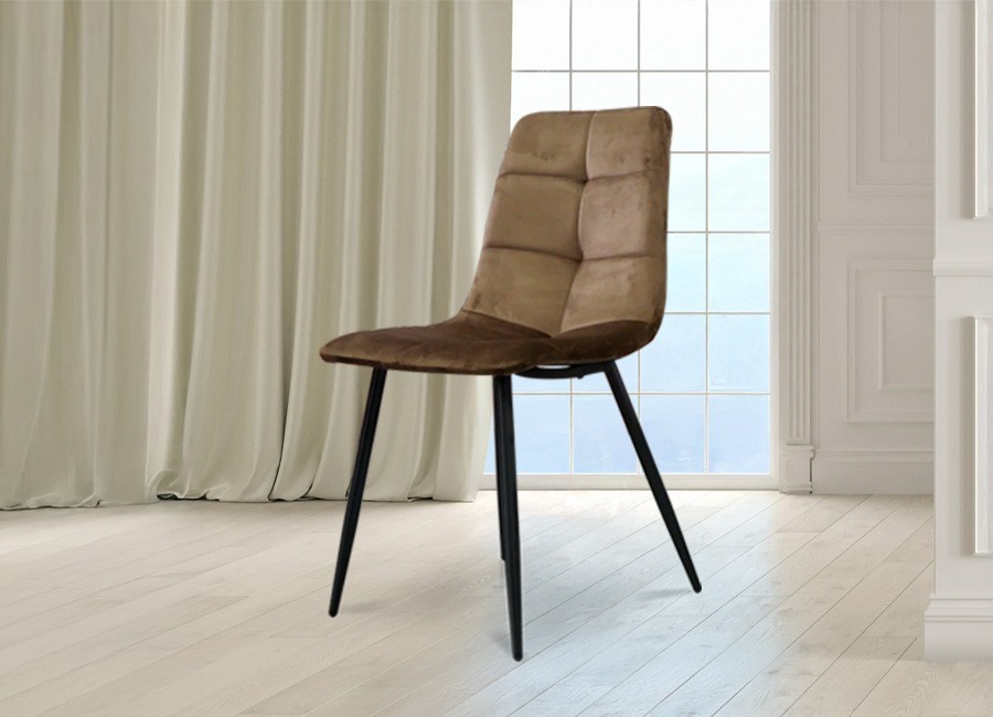 Silla Mistra chocolate con patas metálicas negras