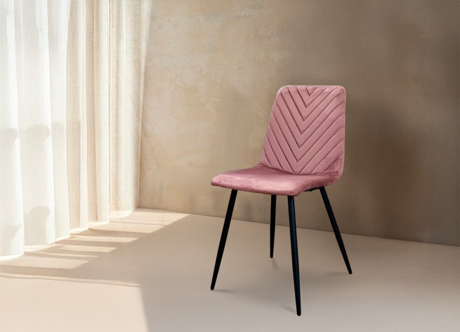Silla Messina rosa con pata metálica negra