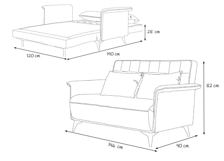 Sofá cama Mozart sistema extensible