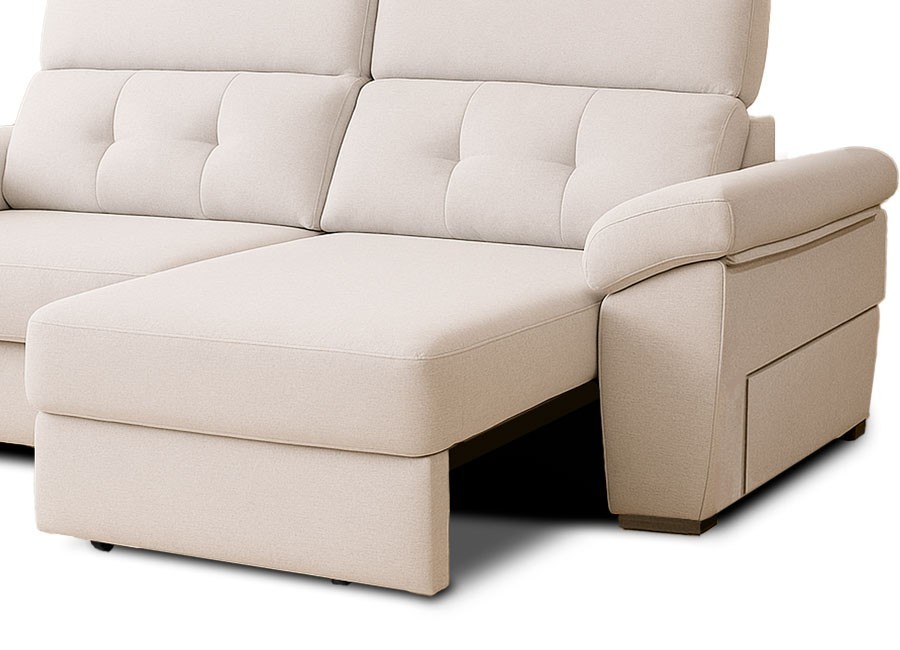 Sofá Tarragona 240 con chaiselongue y brazo móvil con arcón