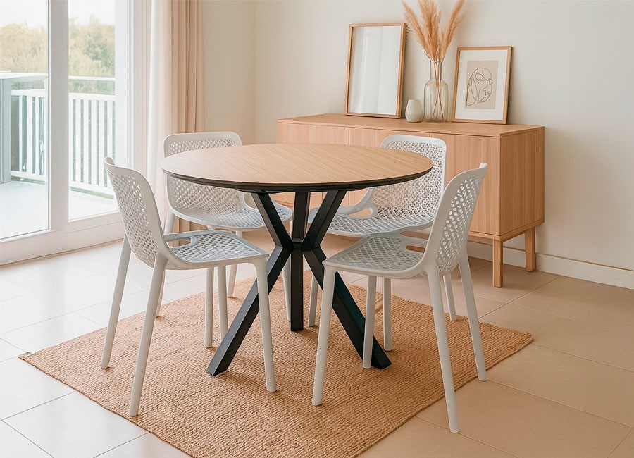 Pack mesa redonda extensible+4 sillas