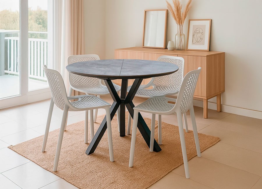 Pack mesa redonda extensible+4 sillas