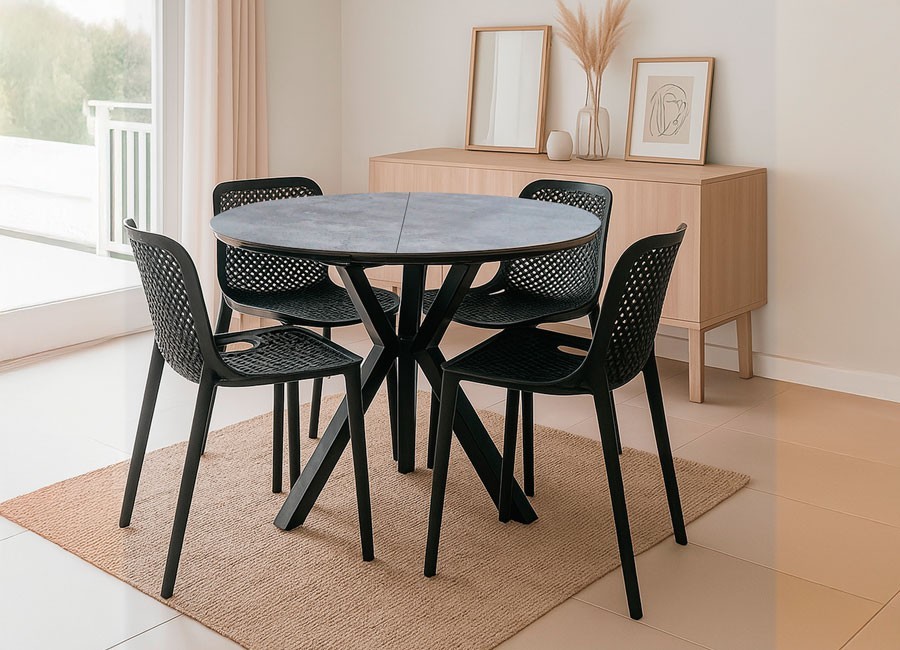 Pack mesa redonda extensible+4 sillas