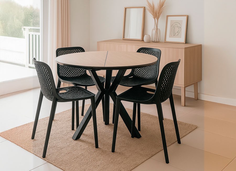 Pack mesa redonda extensible+4 sillas
