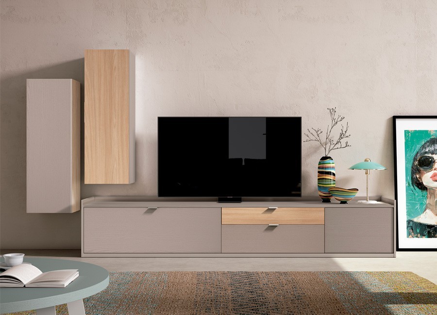 Mueble de salón con módulo TV y 2 módulos verticales
