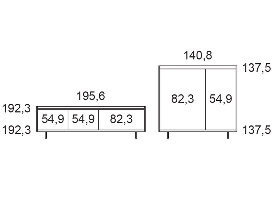 Composición de salón con módulo de TV y aparador