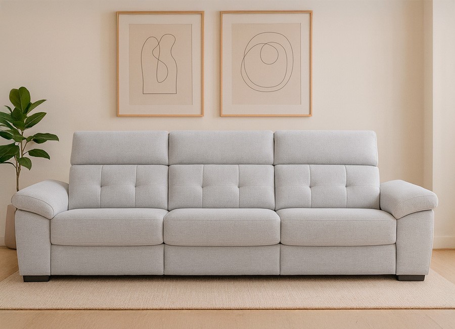 Sofá asientos deslizantes con brazo móvil con arcón