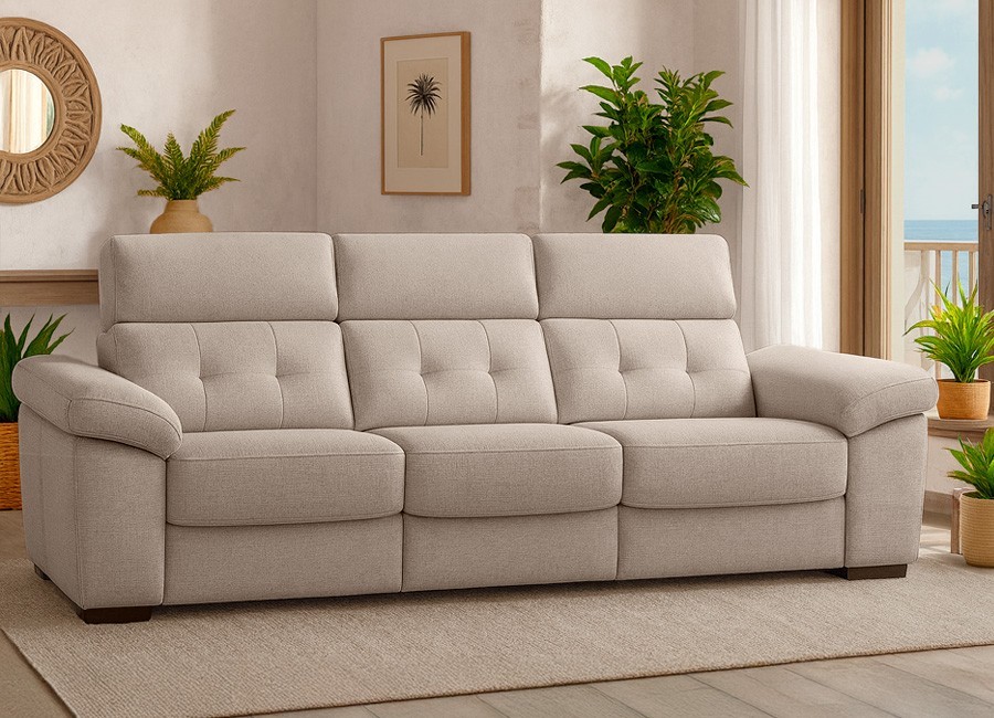 Sofá asientos deslizantes con brazo móvil con arcón