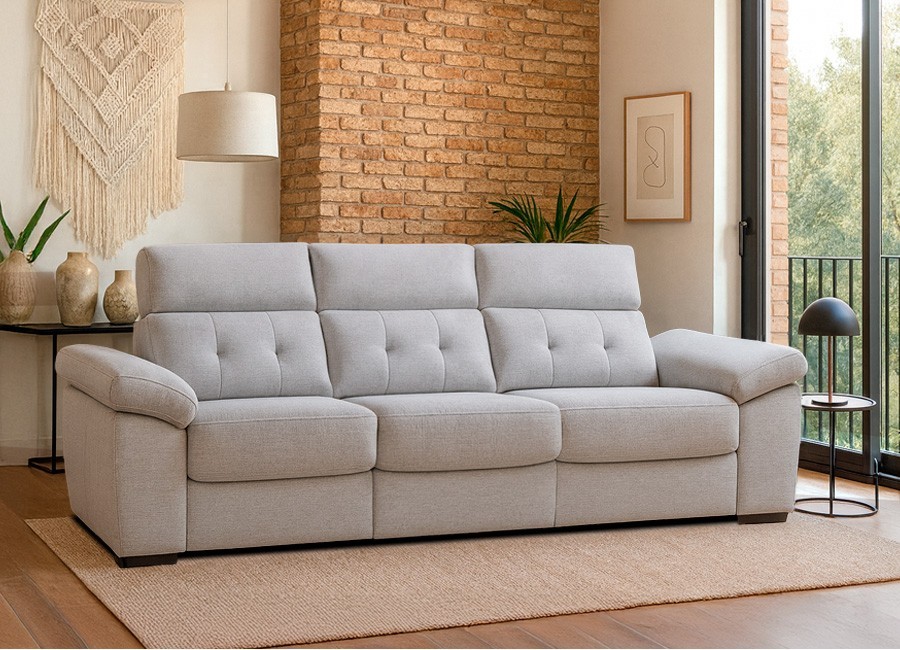 Sofá asientos deslizantes con brazo móvil con arcón