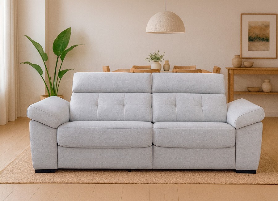 Sofá asientos deslizantes con brazo móvil con arcón