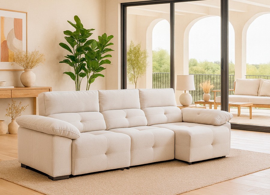 Sofá asientos deslizantes con brazo arcón