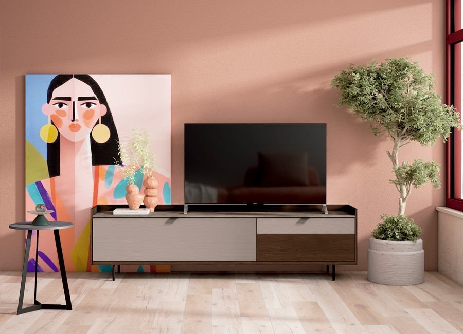 Módulo de TV con patas metálicas