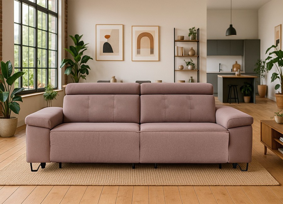 Sofá asientos deslizantes con brazo móvil con arcón