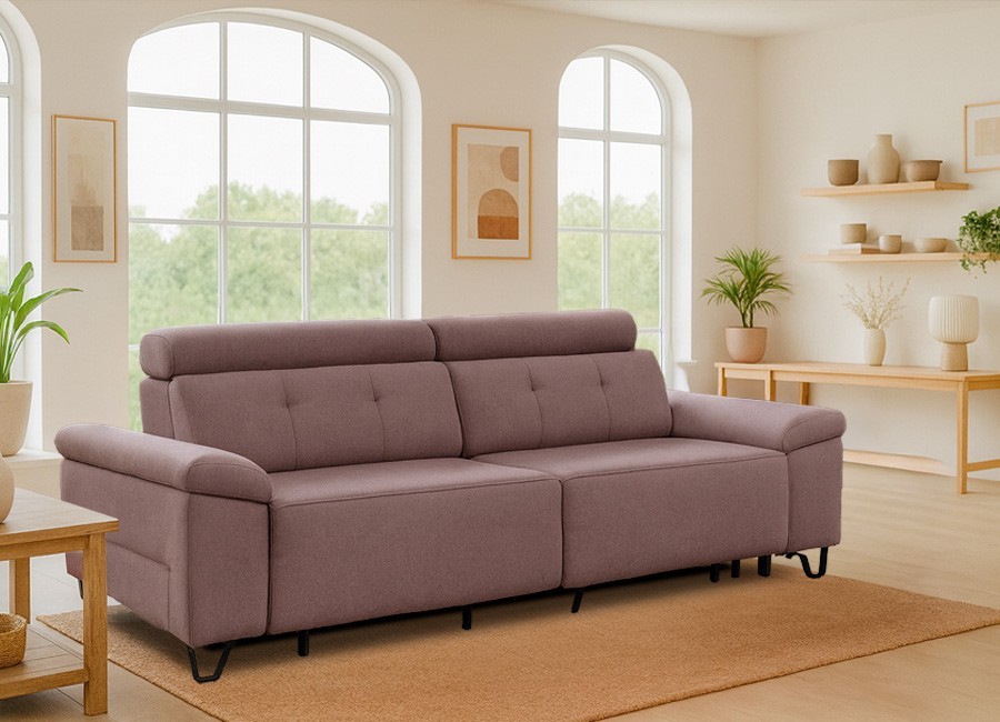 Sofá asientos deslizantes con brazo móvil con arcón