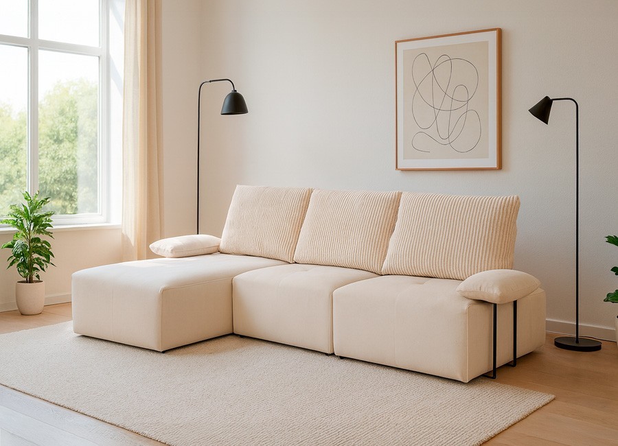 Sofá asientos deslizante con respaldo abatible