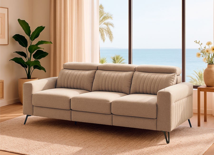 Sofá asientos deslizantes y cabeceros italianos