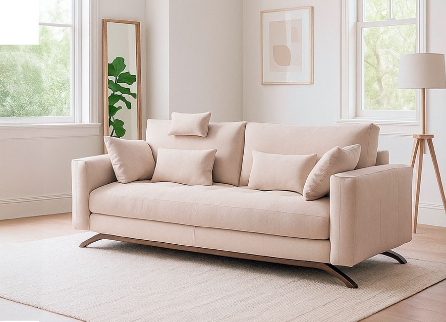 Sofá asiento continuo con pata alta