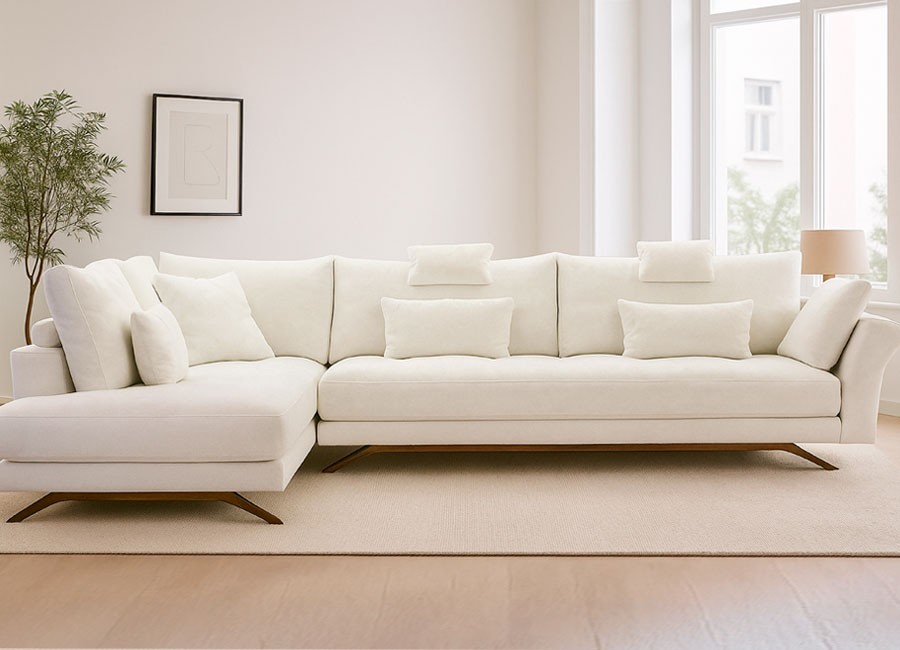 Sofá asiento continuo con chaiselongue