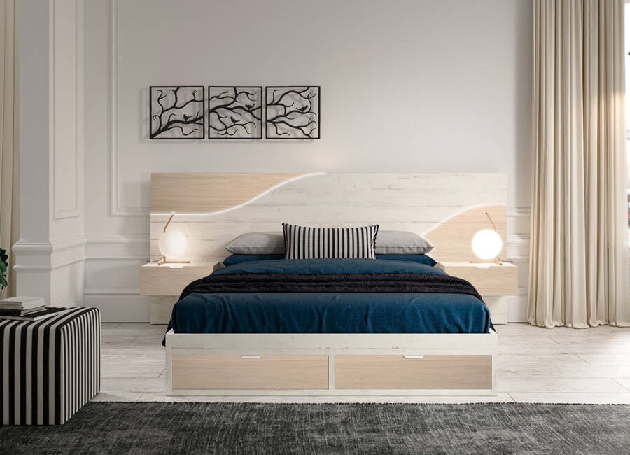 Dormitorio matrimonio con bancada con cajones
